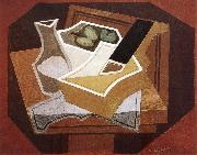 Guitar apple and water bottle Juan Gris